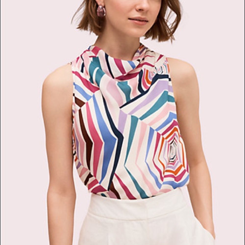Kate Spade
Multicolor Geobrella Silk Cowl Neck Sleeveless Colored Blouse